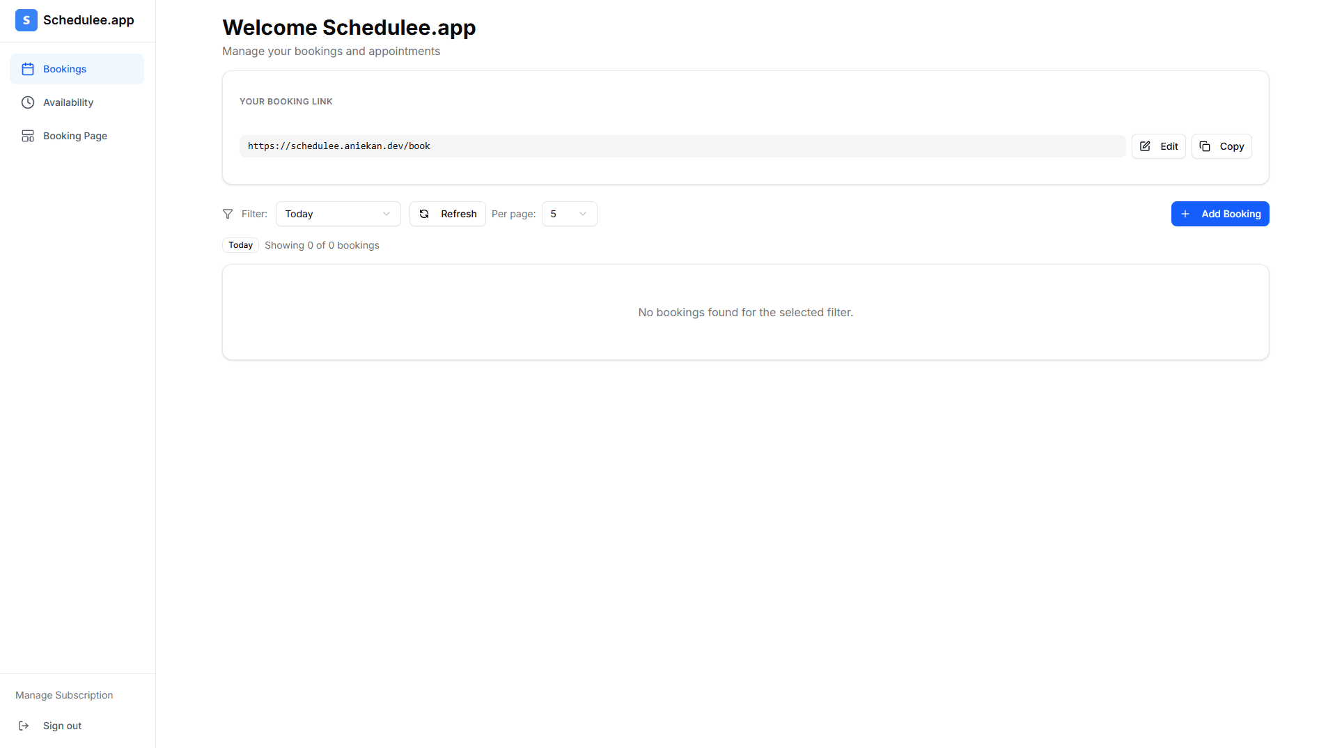 schedulee dashboard
