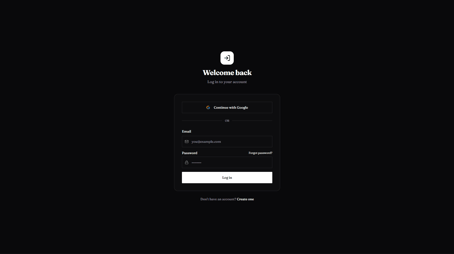 productivity login screen